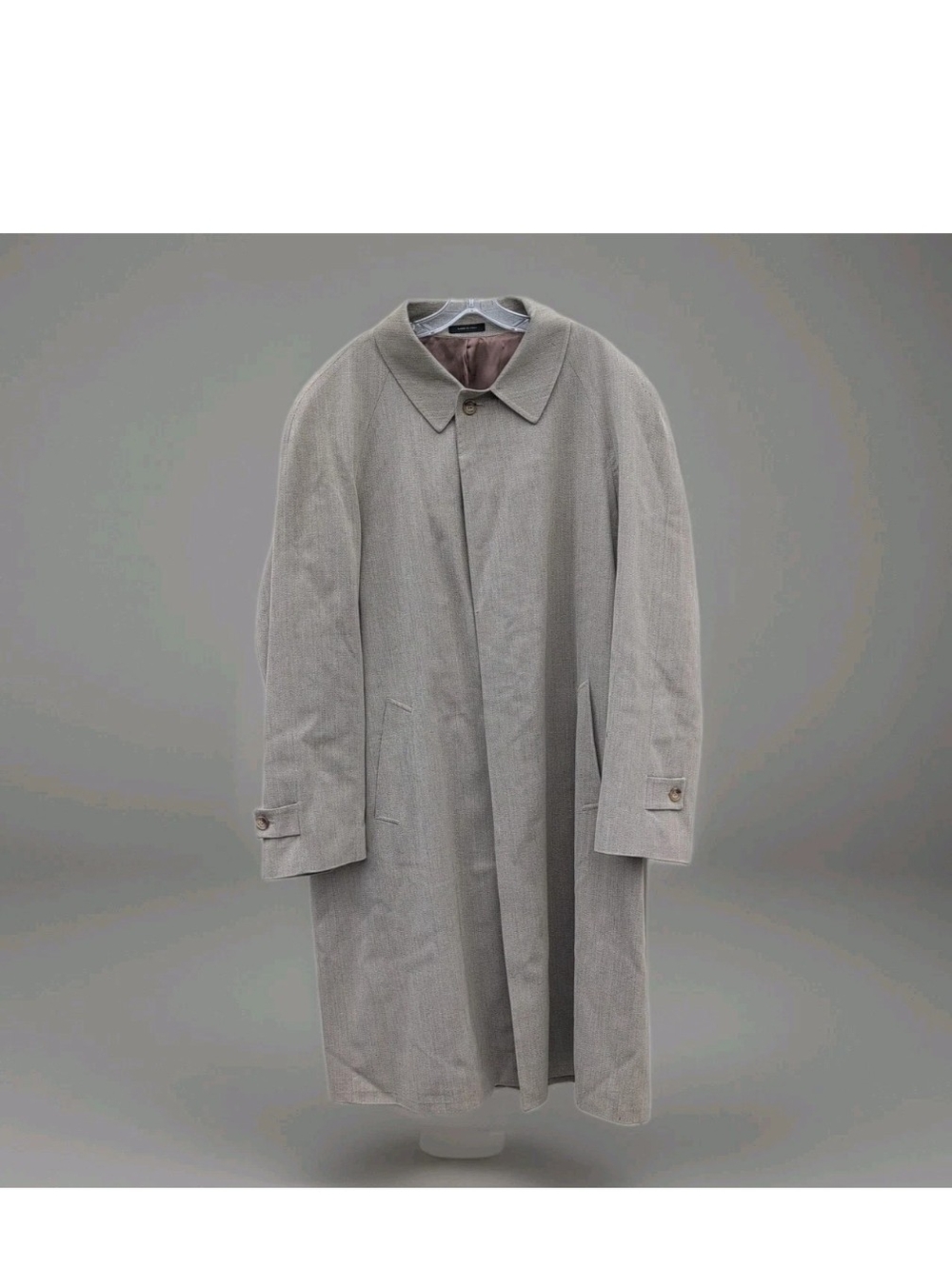 Tom James Overcoat Mens 48R Beige Loro Piana Storm System Wool Rain Wind Trench